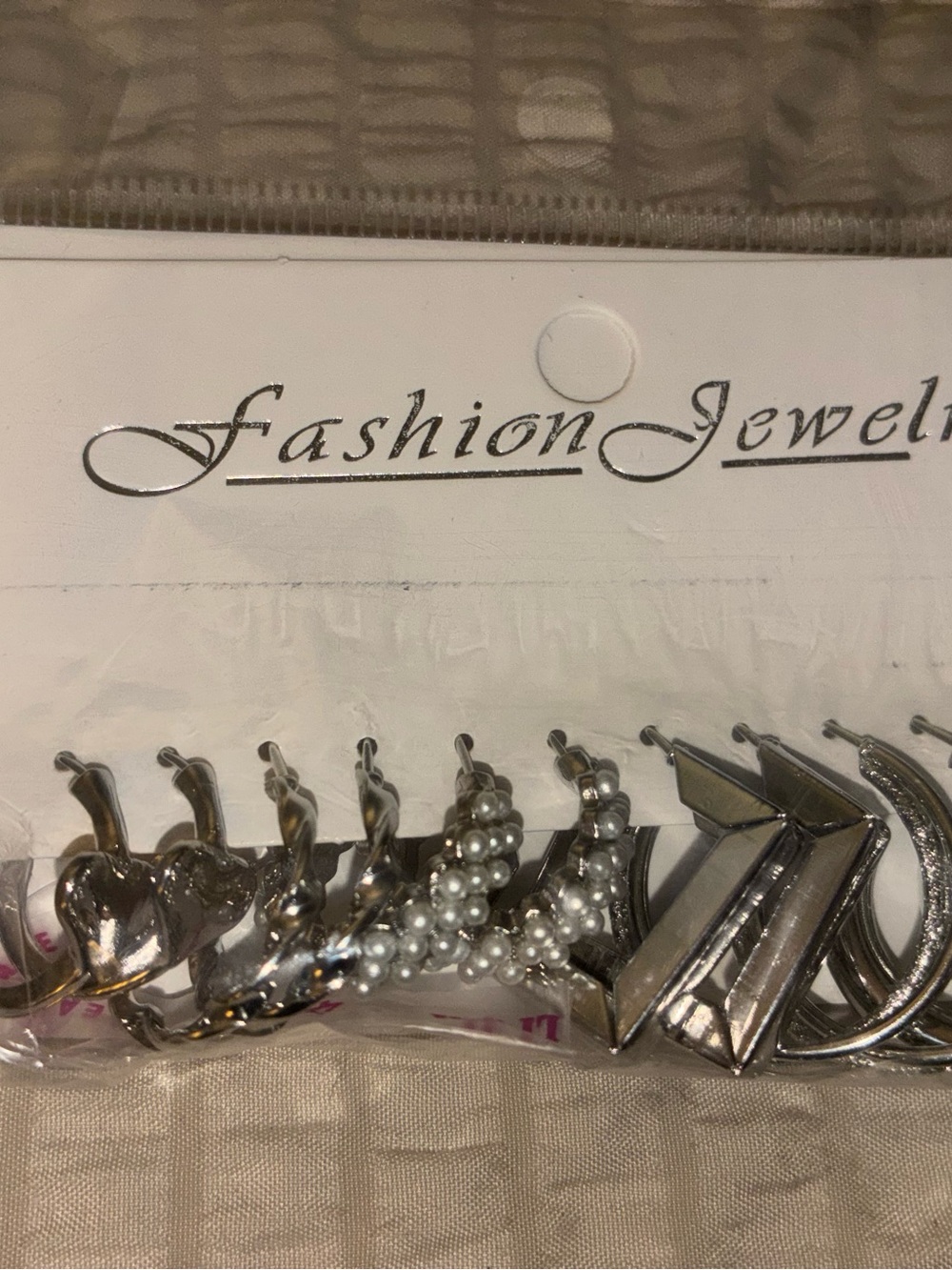 Silver Tone Multi-Design Fashion Earring Set with Faux Pearls